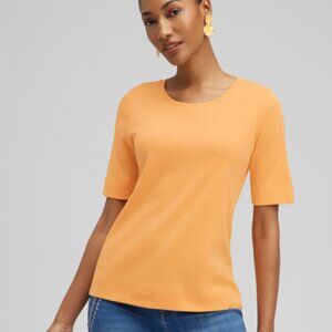 Chico's  everday elbow crewneck tee Mango Sorbet